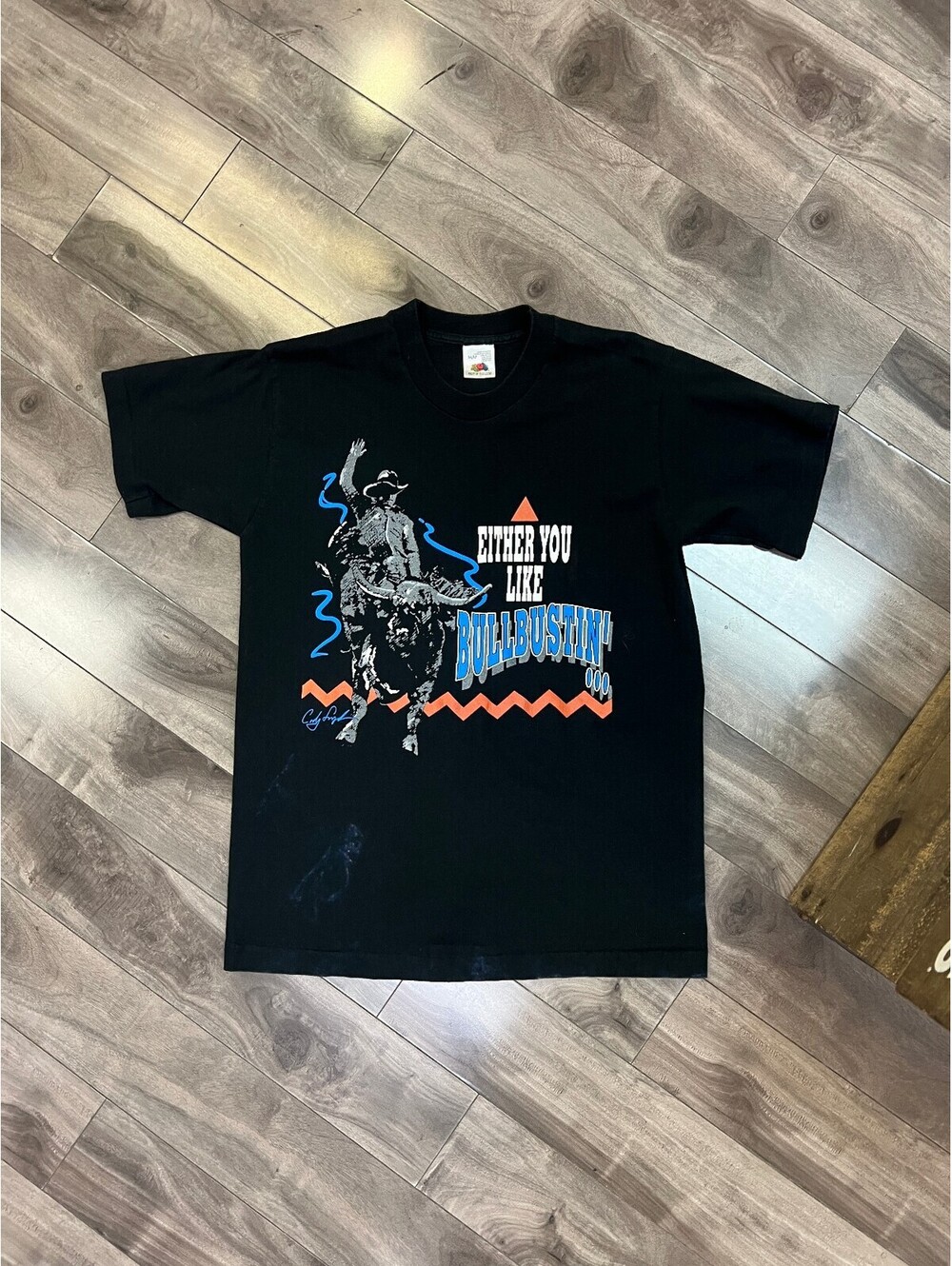 Vintage "Bullbustin'" Rodeo Tee-Fruit of the Loom-Size Med